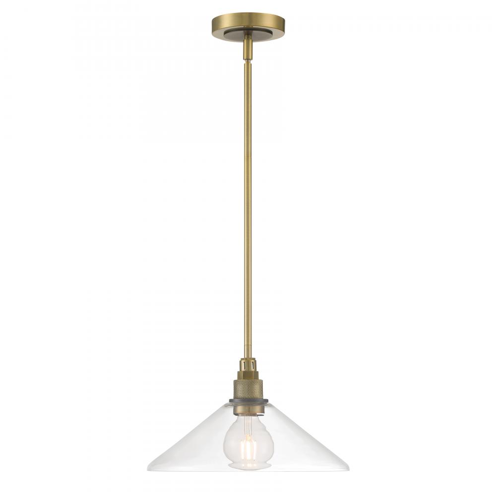 Charis 12.5&#39;&#39; Wide 1-Light Pendant - Antique Brass with Oil Rubbed Bronze