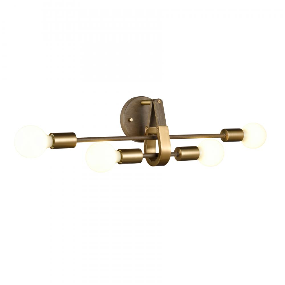 Sabine 24&#39;&#39; Wide 4-Light Vanity Light - Pecan with Brushed Gold