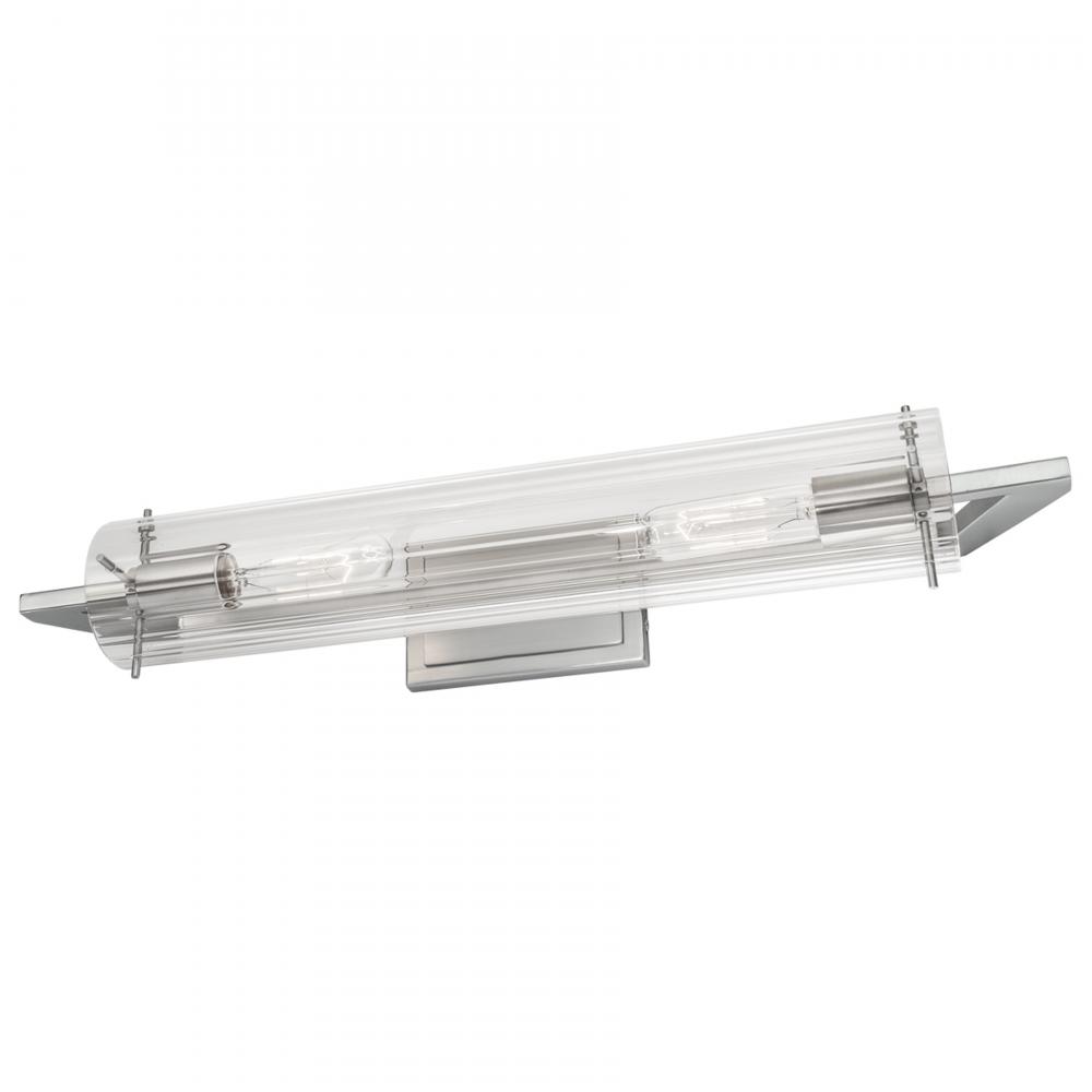 Faceted 24&#39;&#39; Wide 2-Light Vanity Light - Brushed Nickel