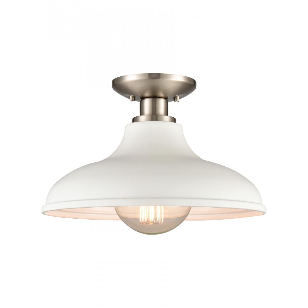 Grenville 13&#39;&#39; Wide 1-Light Semi Flush Mount - Brushed Nickel