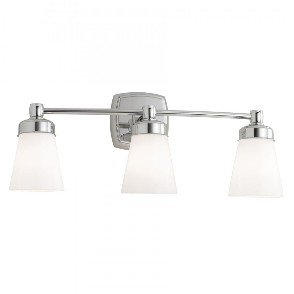 Soft Square 22.25&#39;&#39; Wide 3-Light Vanity Light - Chrome