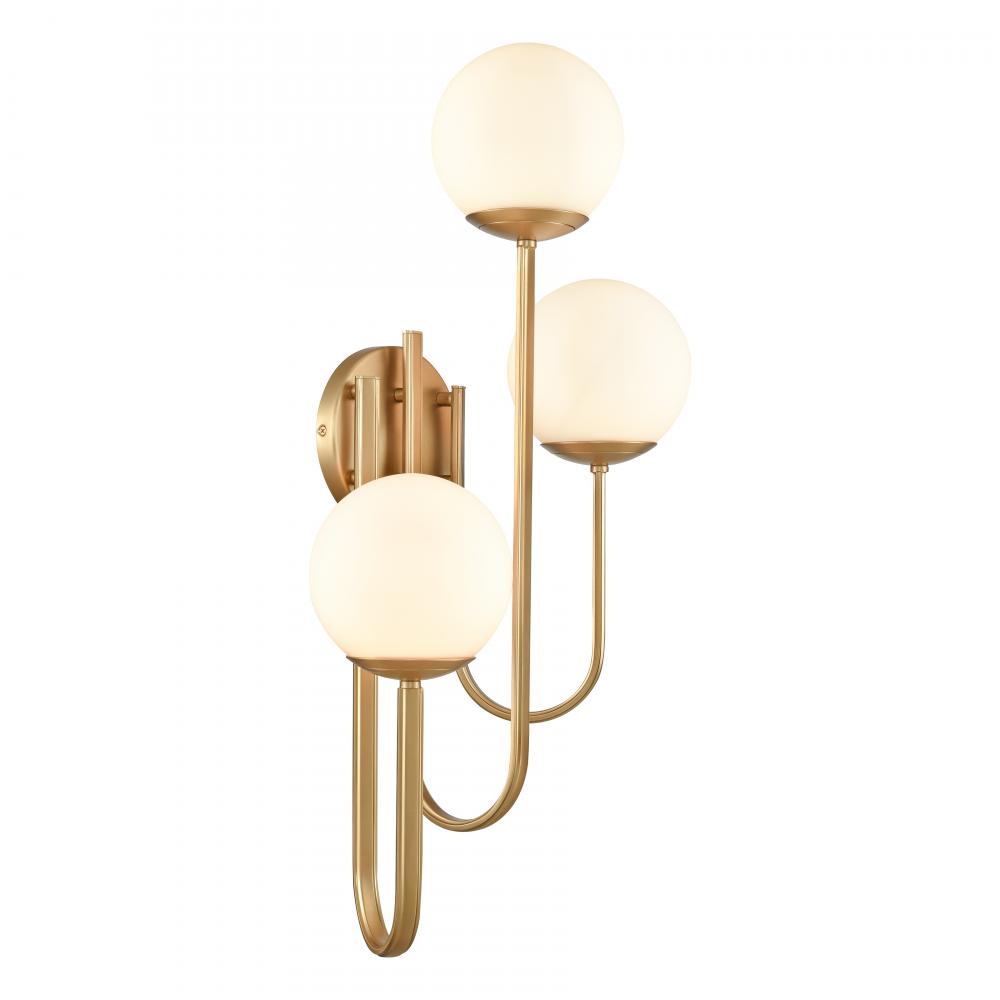 Caroline 28&#39;&#39; High 3-Light Left Sconce - Brushed Gold