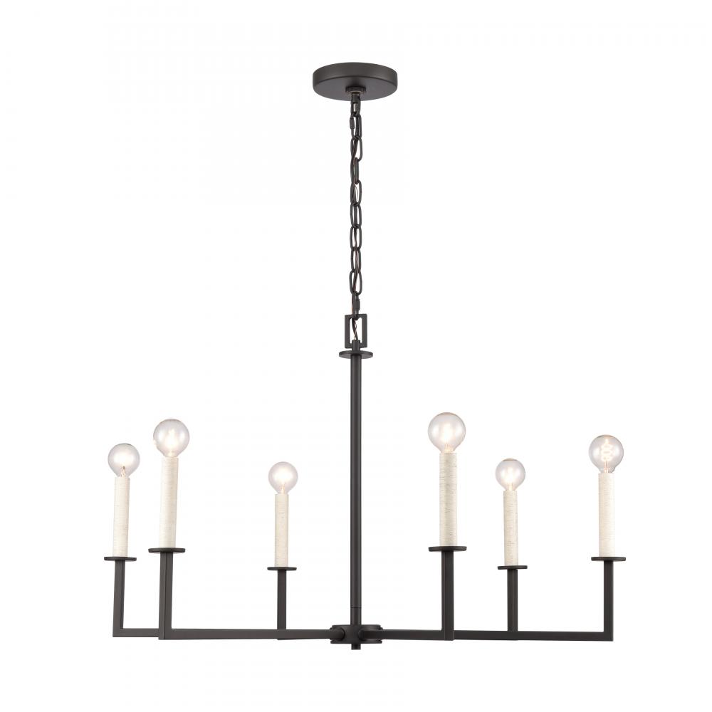 Dunne 30&#39;&#39; Wide 6-Light Chandelier - Matte Black