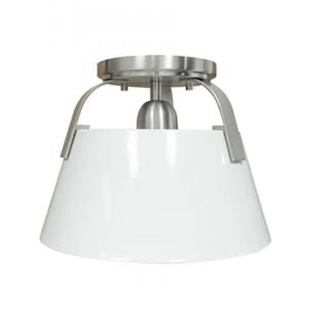Jepson 9.5&#39;&#39; Wide 1-Light Semi Flush Mount - Matte White with Brushed Nickel