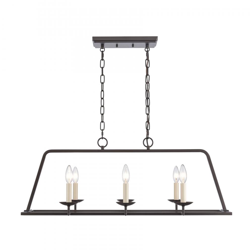 Joanie 34&#39;&#39; Wide 6-Light Linear Chandelier - Old Bronze