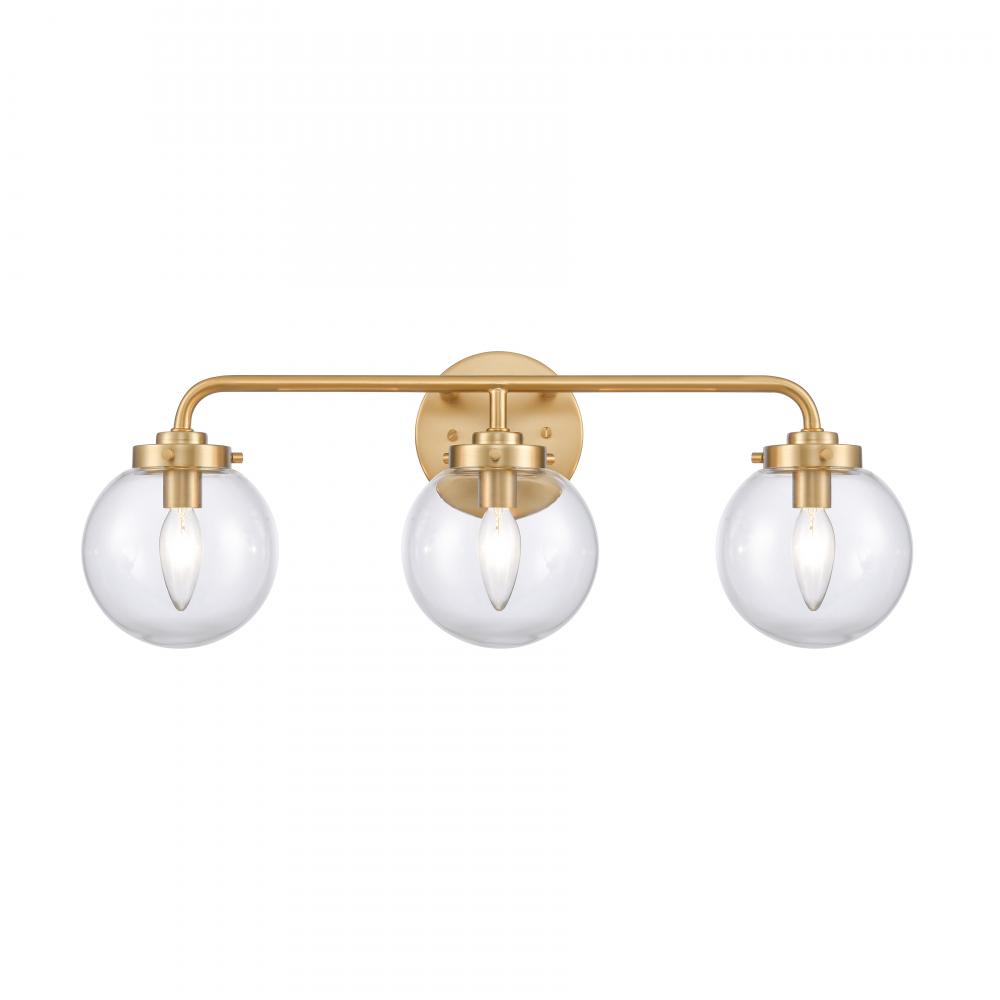 Fairbanks 22.75&#39;&#39; Wide 3-Light Vanity Light - Brushed Gold and Clear