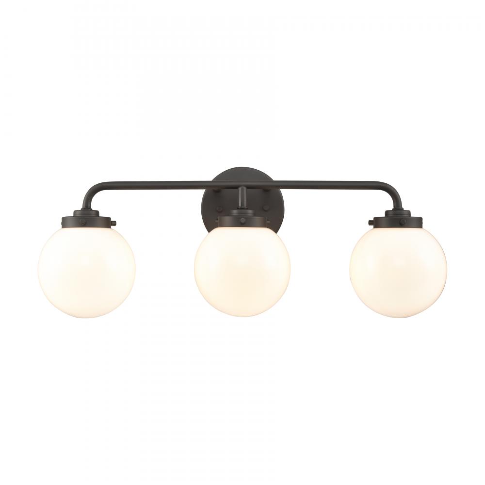 Fairbanks 22.75&#39;&#39; Wide 3-Light Vanity Light - Matte Black and Opal