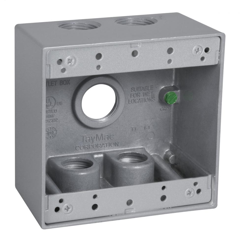 2G WP DEEP BOX (5) 3/4 IN. OUTLETS - GY