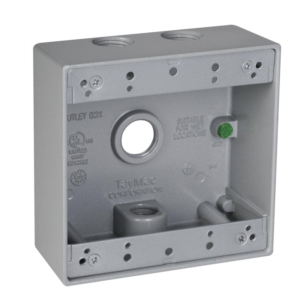 2G WP BOX (4) 1/2 IN. OUTLETS - GRAY