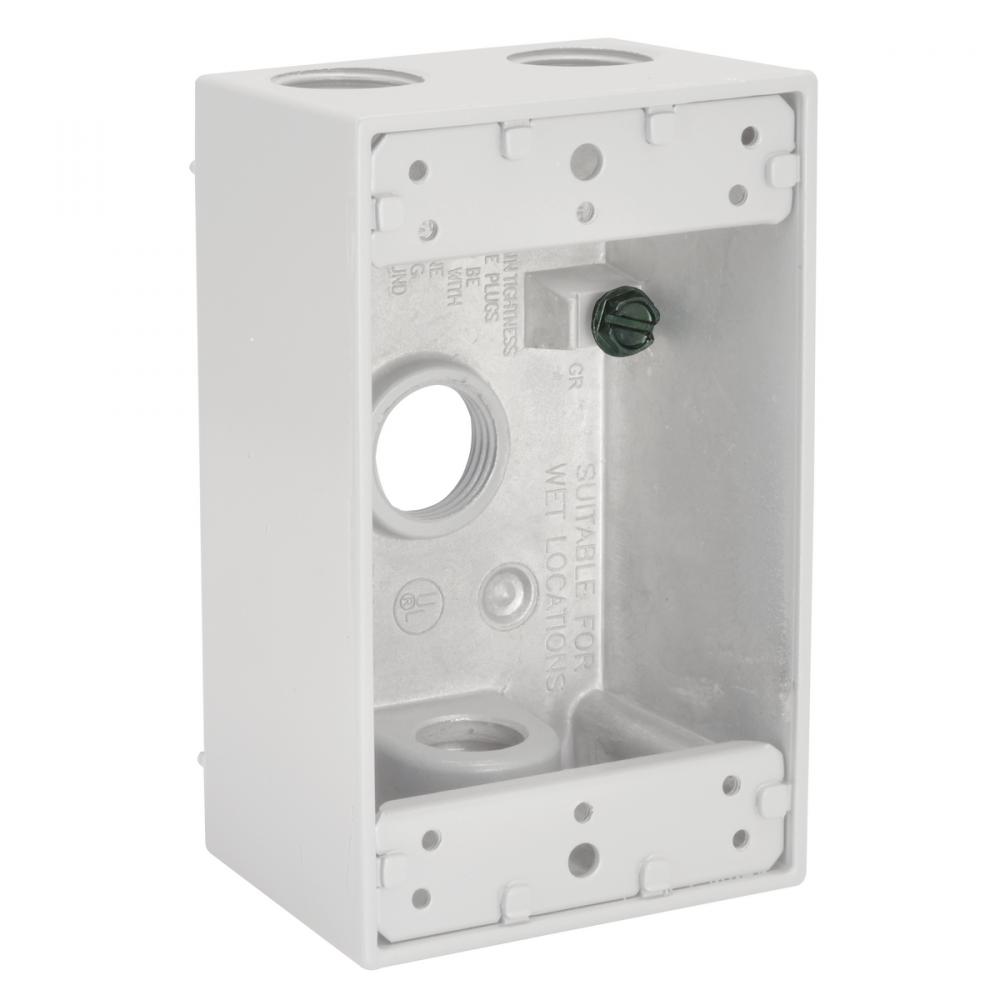 1G WP BOX (4) 1/2 IN. OUTLETS - WHITE