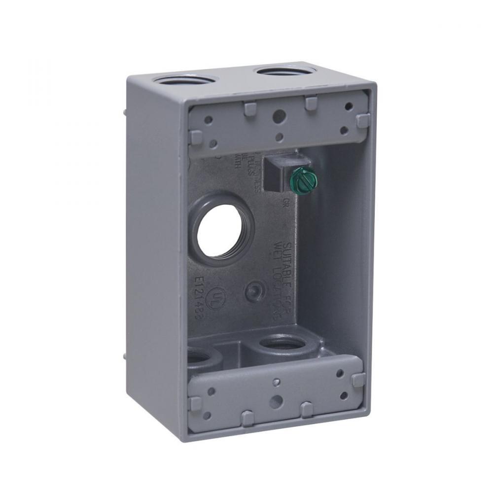 1G WP BOX (5) 1/2 IN. OUTLETS - GRAY