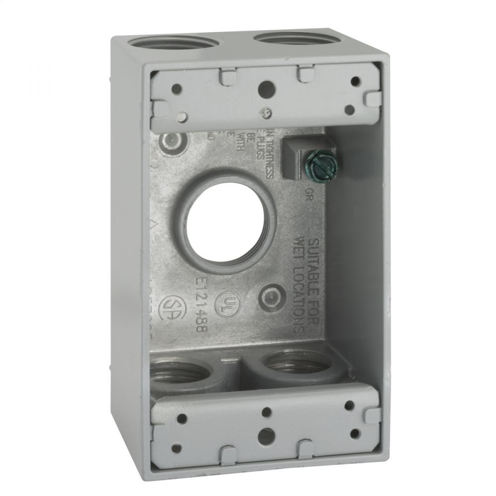 1G WP BOX (5) 3/4 IN. OUTLETS - GRAY