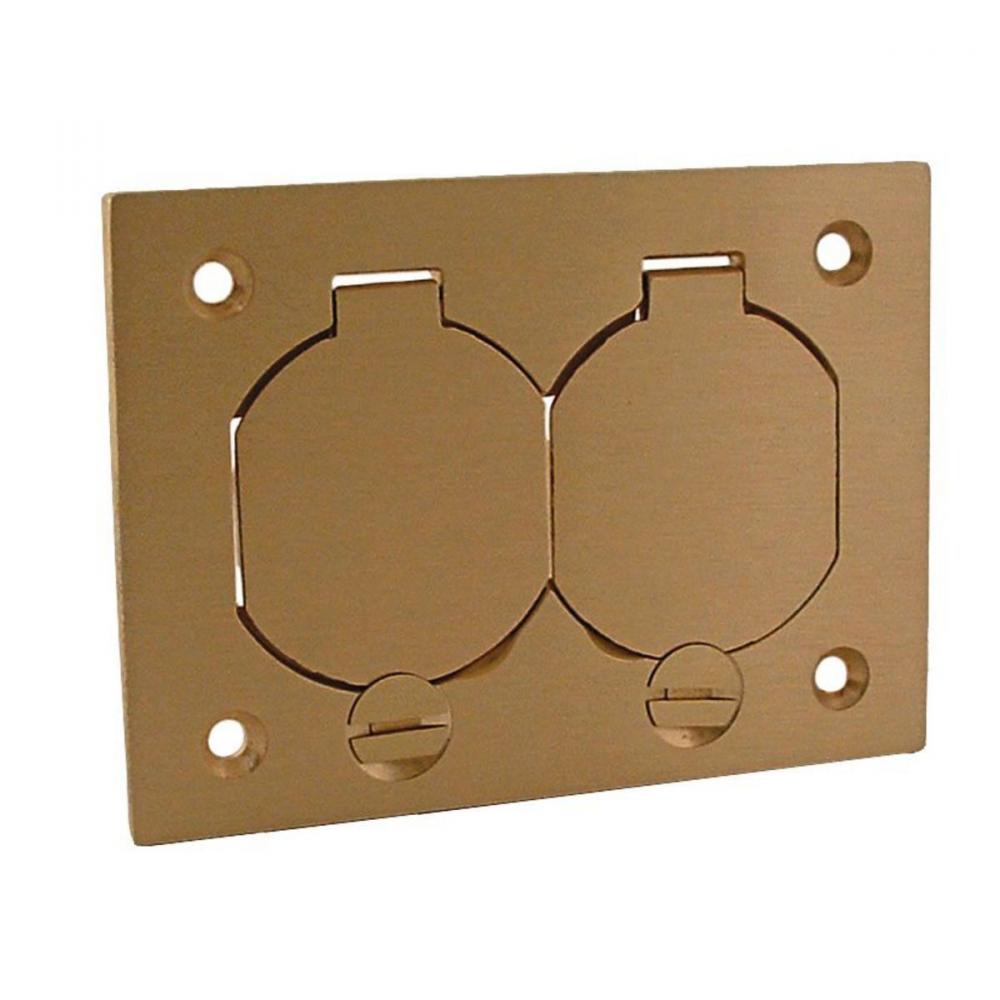 RECTANGLR DUPLEX CVR W FLIP LIDS - BRASS