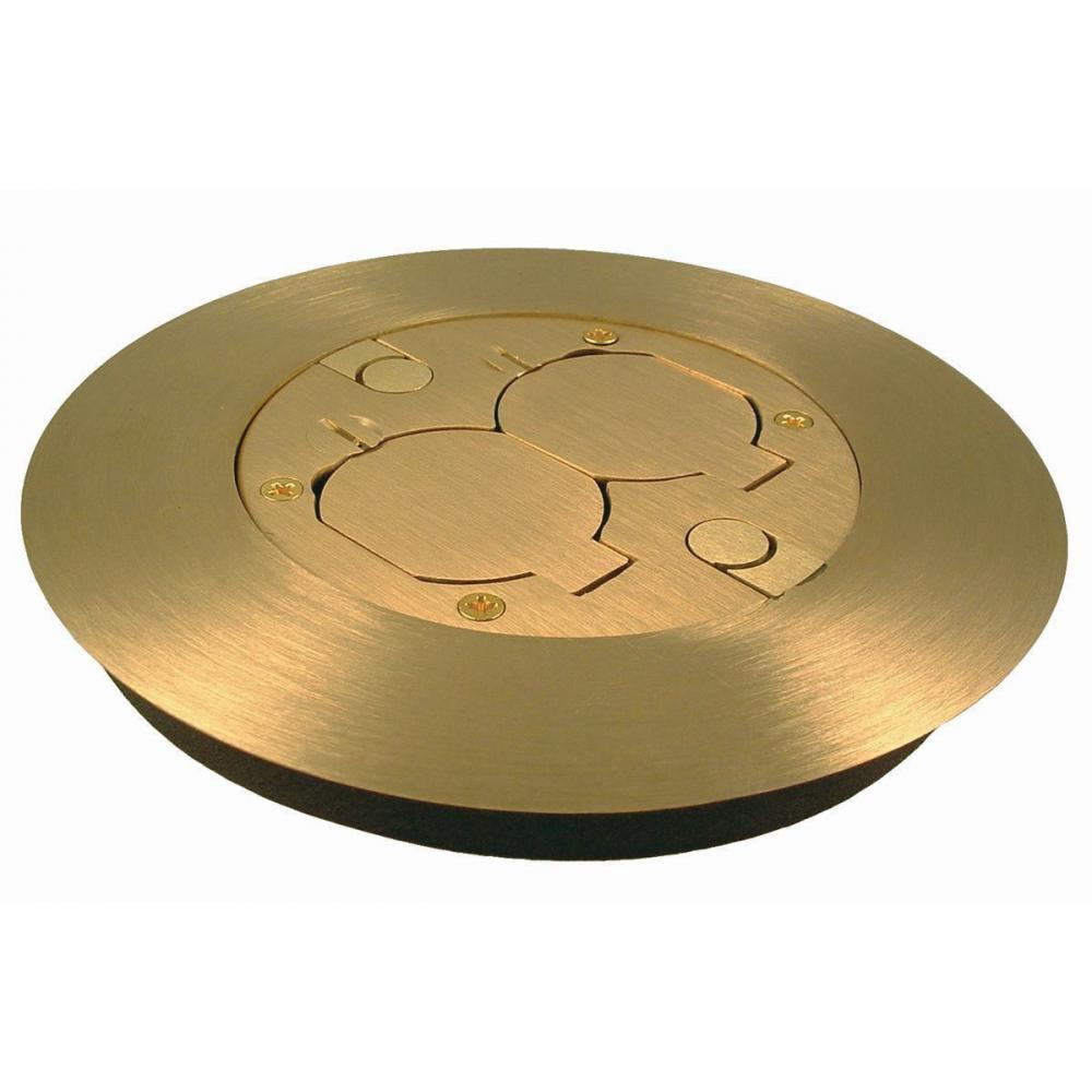 ROUND FLOOR BOX DUPLEX COVER KIT - BRASS