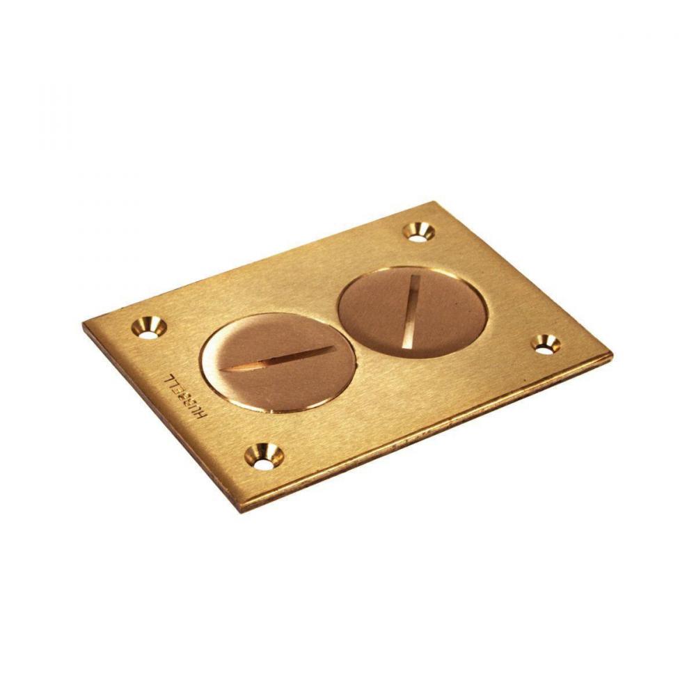 RECT FLOOR BOX 2 PLUG COVER - BRASS