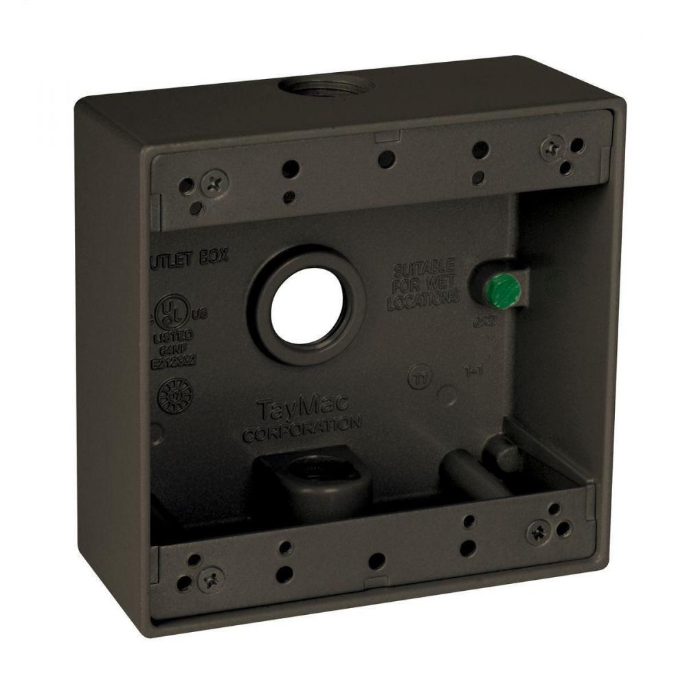 2G WP BOX (3) 1/2 IN. OUTLETS - BRONZE