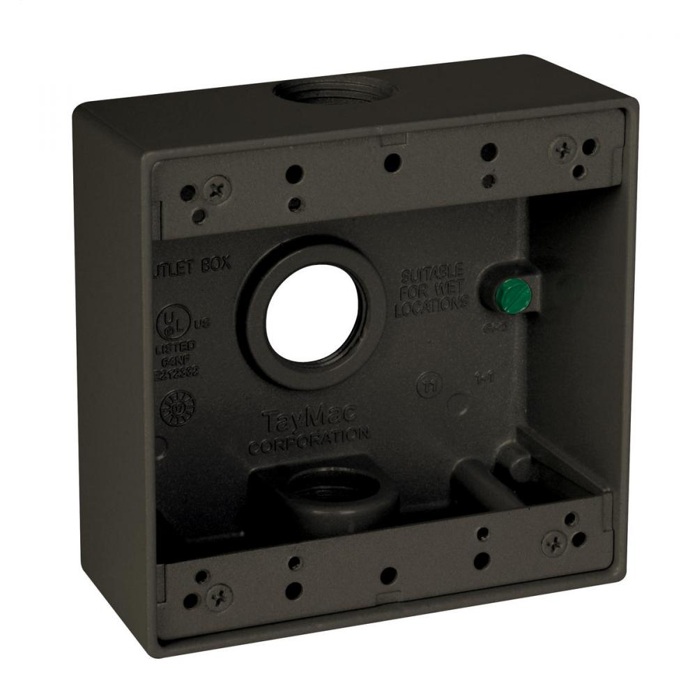 2G WP BOX (3) 3/4 IN. OUTLETS - BRONZE