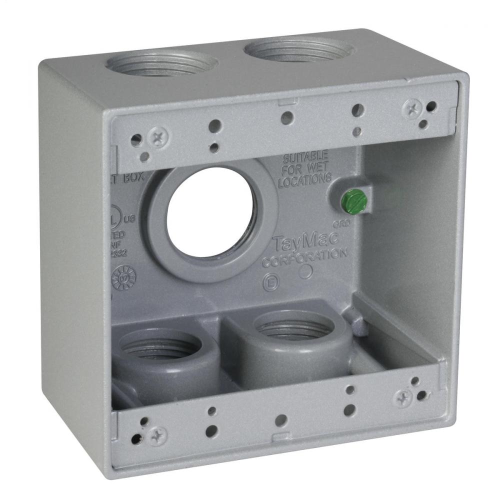 2G WP BOX (5) 1 IN. OUTLETS - GRAY