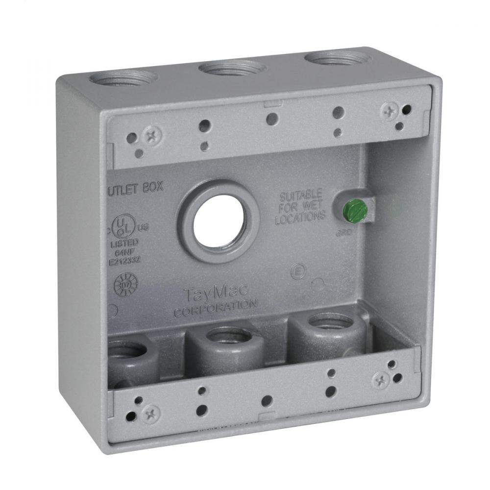2G WP BOX (7) 1/2 IN. OUTLETS - GRAY
