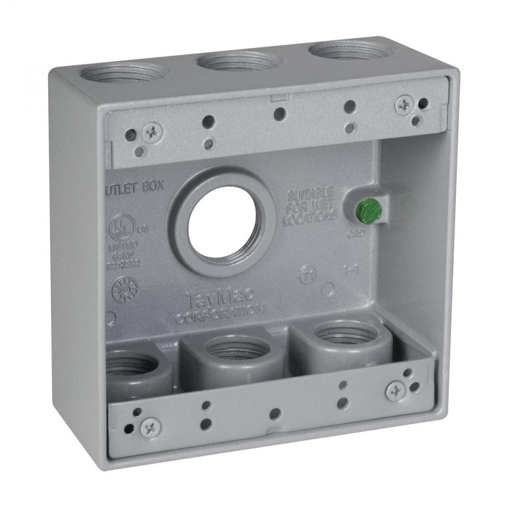 2G WP BOX (7) 3/4 IN. OUTLETS - GRAY