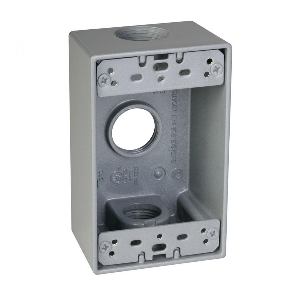 1G WP BOX (3) 3/4 IN. OUTLETS - GRAY