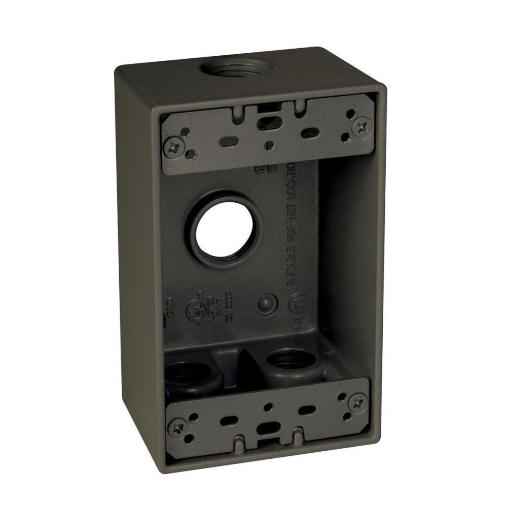 1G WP BOX (4) 1/2 IN. OUTLETS - BRONZE