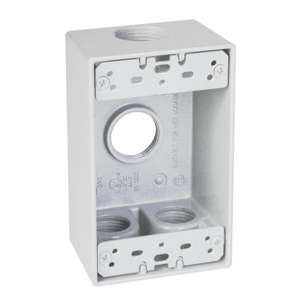 1G WP BOX (4) 3/4 IN. OUTLETS - WHITE