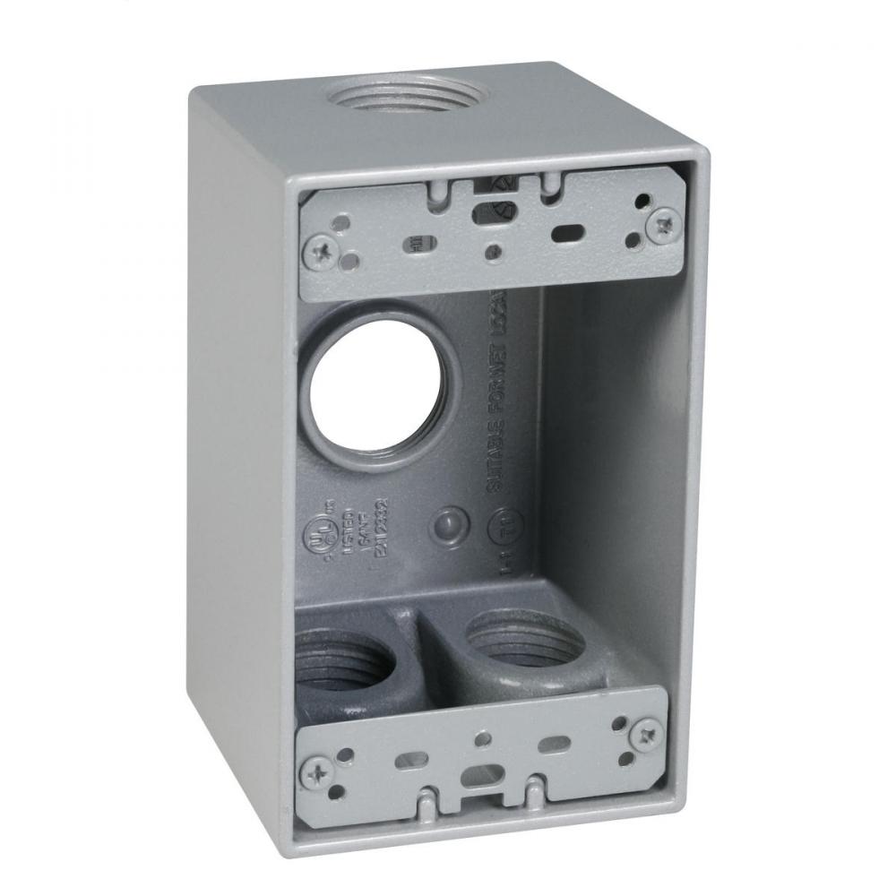 1G WP DEEP BOX (4) 3/4 IN. OUTLETS - GY